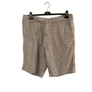 Tommy Bahama Relax Shorts Mens 36 Blue Gray Striped 100% Linen Casual Beach Boat
